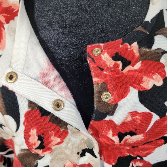White House Black Market Red Floral Button Down Cardigan - XL - Picture 6 of 12